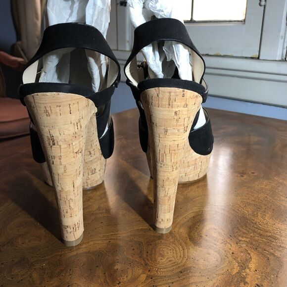 Michael Kors Adair Blk Suede Cork Platform High Heel Sandals Size 10M New In Box - Picture 7 of 11